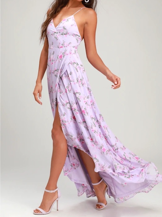 Lulus Dresses & Skirts - Lulu's Lavender Floral High-Low Slip Maxi Dress